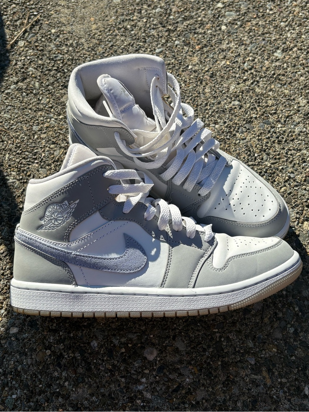 Jordan Mid-Top Sneakers in White and Light Gray